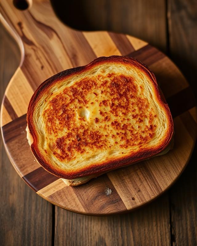 Delicious toasted sandwich on a rustic cutting board